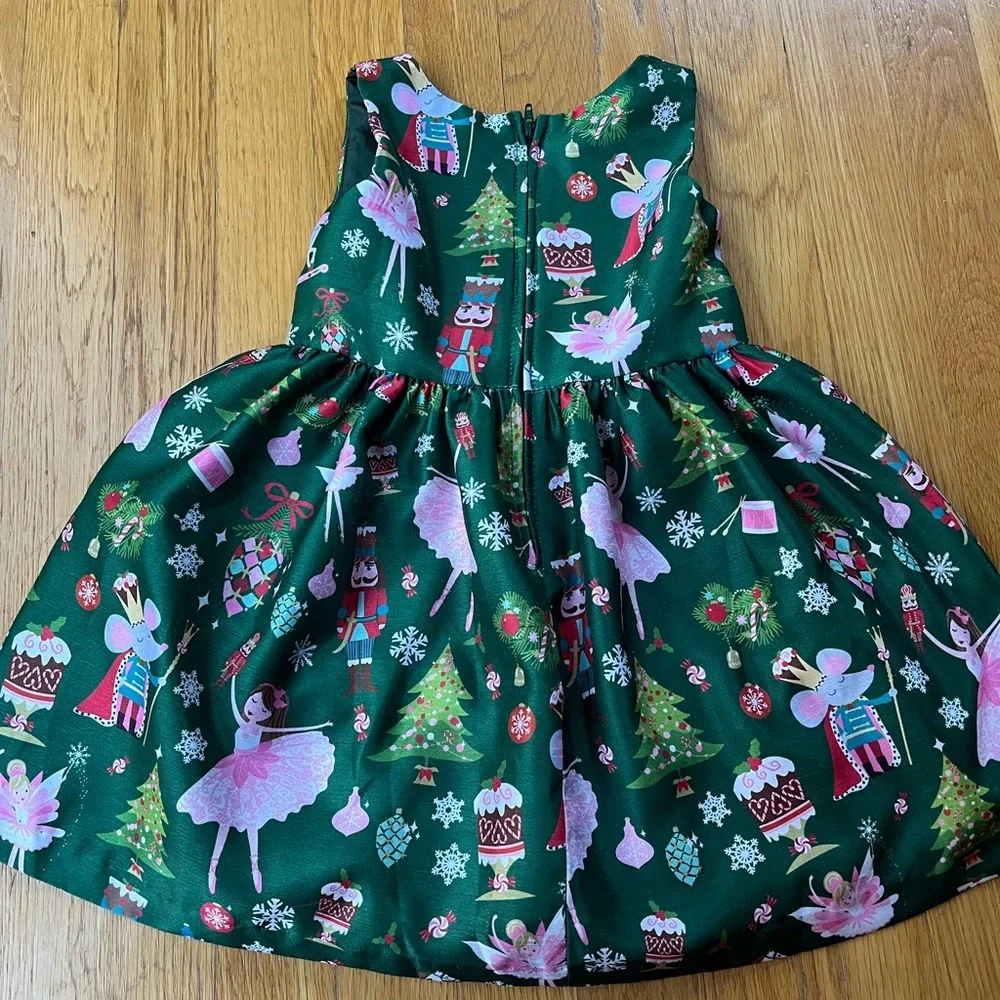 Holiday Green Ballet Nutcracker Dress with Gold Bow - Kids